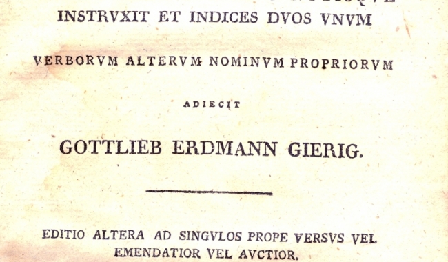 Sursa foto:  Biblioteca Județeană Constanța  Pagina de titlu a ediţiei Gierig a poemului „Metamorfoze”.